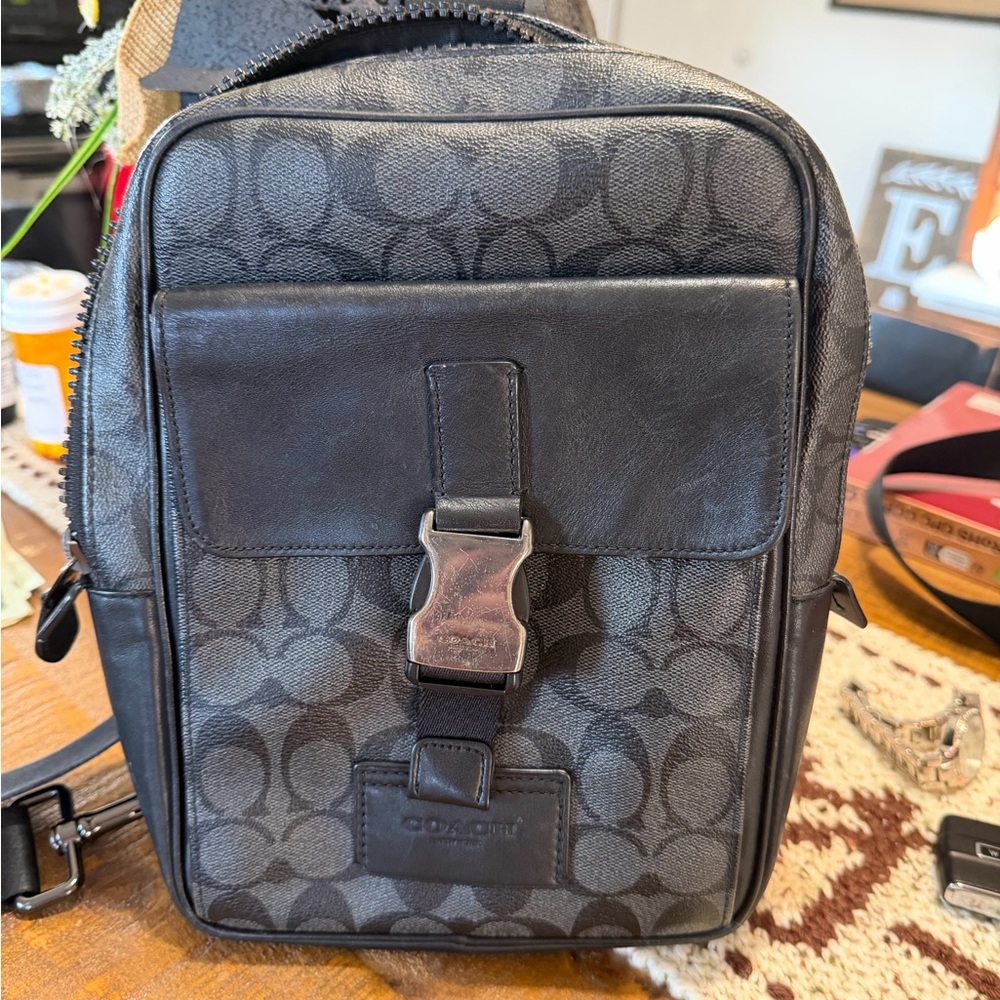 Coach Black and Gray Men's Backpack